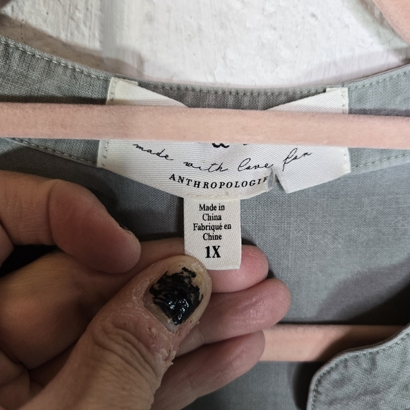 Cloth & Stone Anthropologie Lila Light Green Moss Chambray Dress - Picture 6 of 10